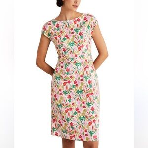 Boden FLORRIE JERSEY DRESS Cotton Floral Cap Sleeve Dress US 8L NWOT